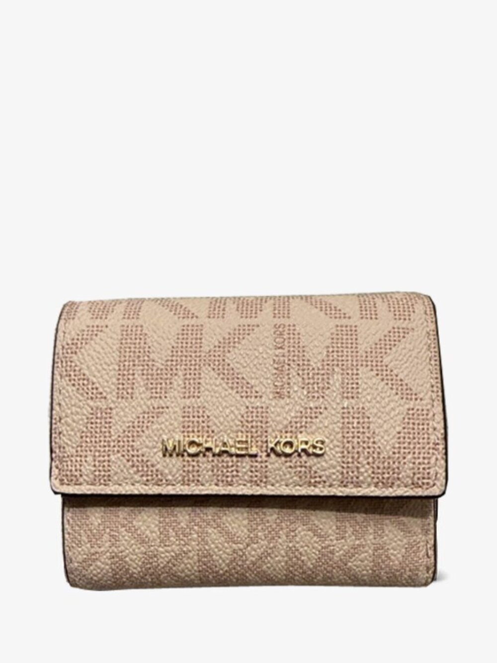Michael Kors Jet Set Signature Logo Print XS Tri-Fold Wallet Color Ballet NWT